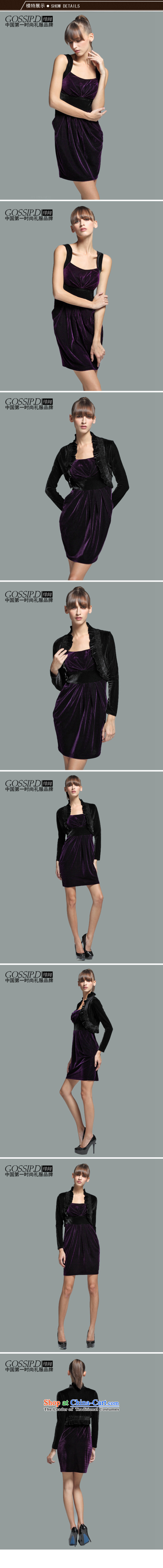  Flying about Western big GOSSIP.D licensing velvet gown skirt Sau San temperament small dress shoulders evening banquet dress 1602 purple L picture, prices, brand platters! The elections are supplied in the national character of distribution, so action, buy now enjoy more preferential! As soon as possible.