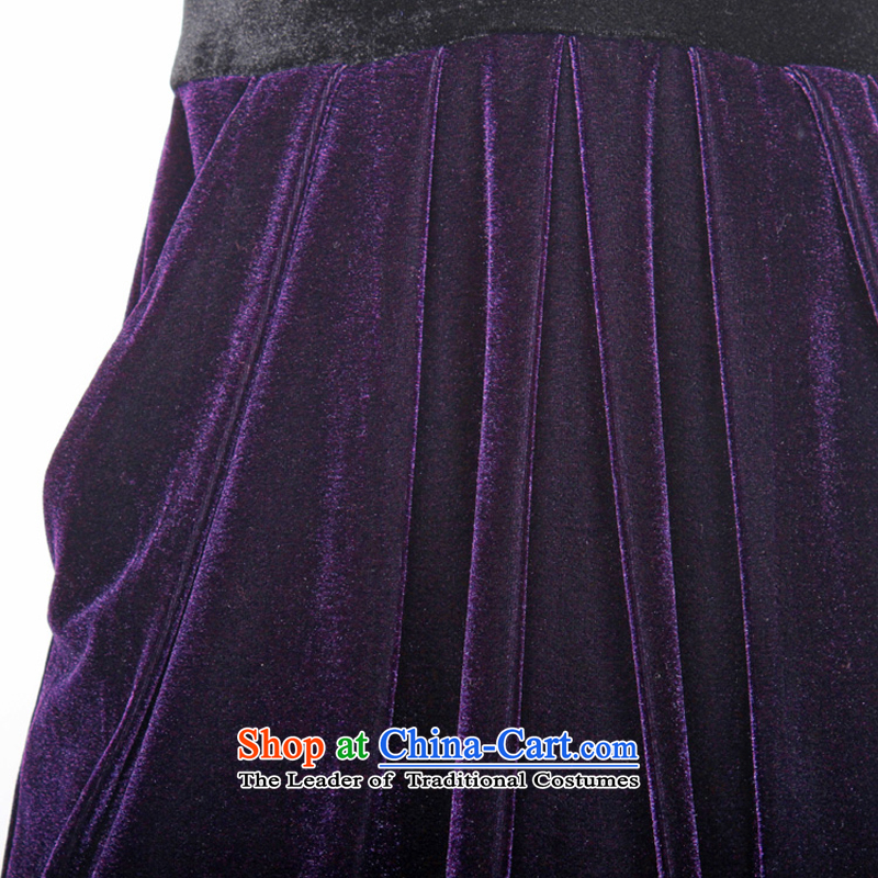  Flying about Western big GOSSIP.D licensing velvet gown skirt Sau San temperament small dress shoulders evening banquet dress 1602 L,GOSSIP.D,,, Purple Shopping on the Internet