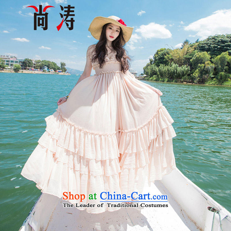2015 Autumn is women's clothes new chiffon gliding large low his chest resort long skirt dresses dress long skirt D0601 blue , yet Tao (SHANGTAO) , , , shopping on the Internet