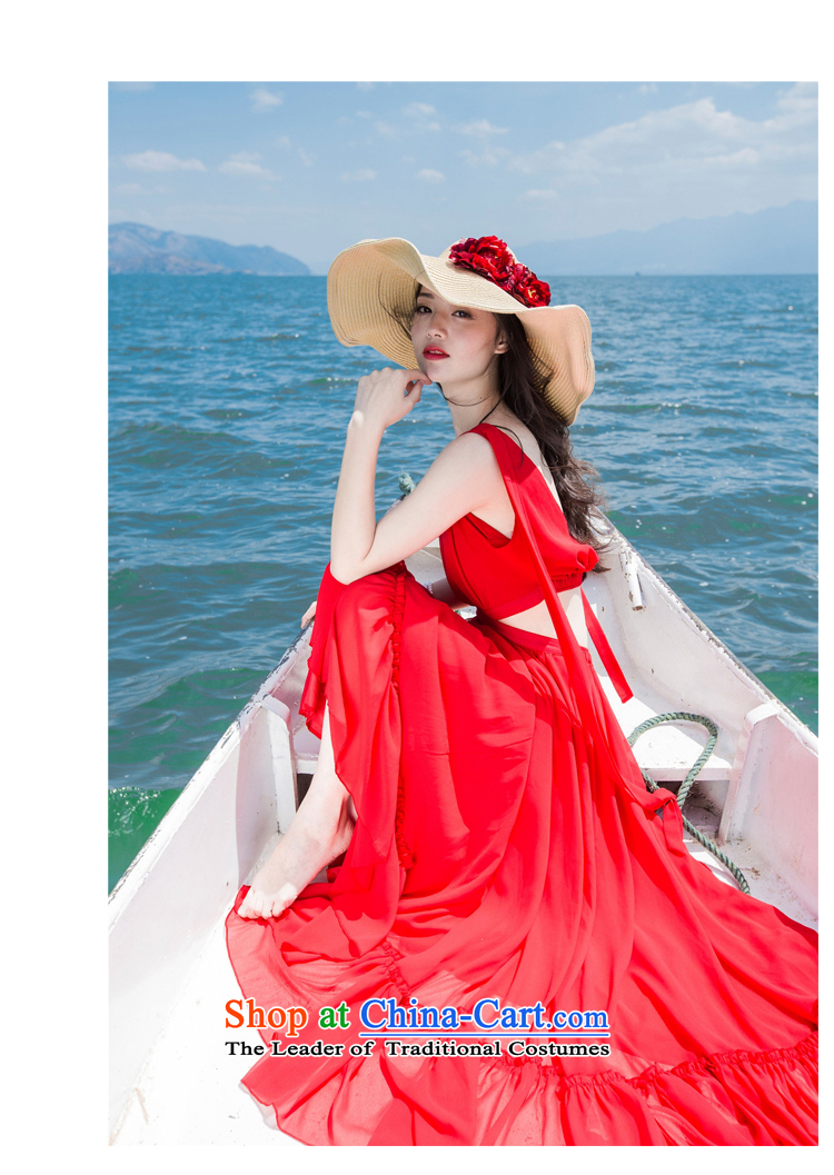 2015 Autumn is women's clothes new large TERRACE V-Neck waist large resort long skirt the mandatory fairies skirt dress long skirt D0602 RED L picture, prices, brand platters! The elections are supplied in the national character of distribution, so action, buy now enjoy more preferential! As soon as possible.