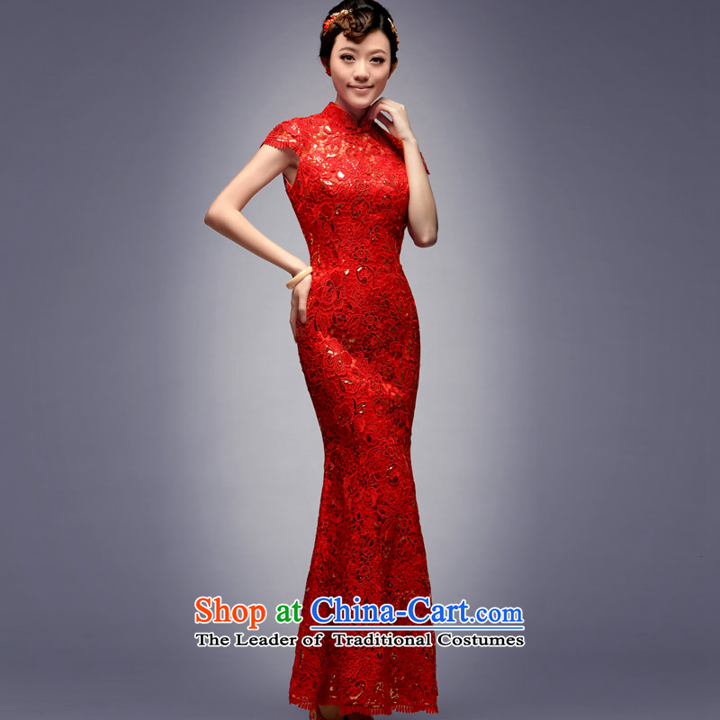 Eason Chan New Summer 2015 point bride qipao retro improved lace wedding dresses red drag to drink service crowsfoot red XXL payment for about a week shipment, Eason Chan point , , , shopping on the Internet