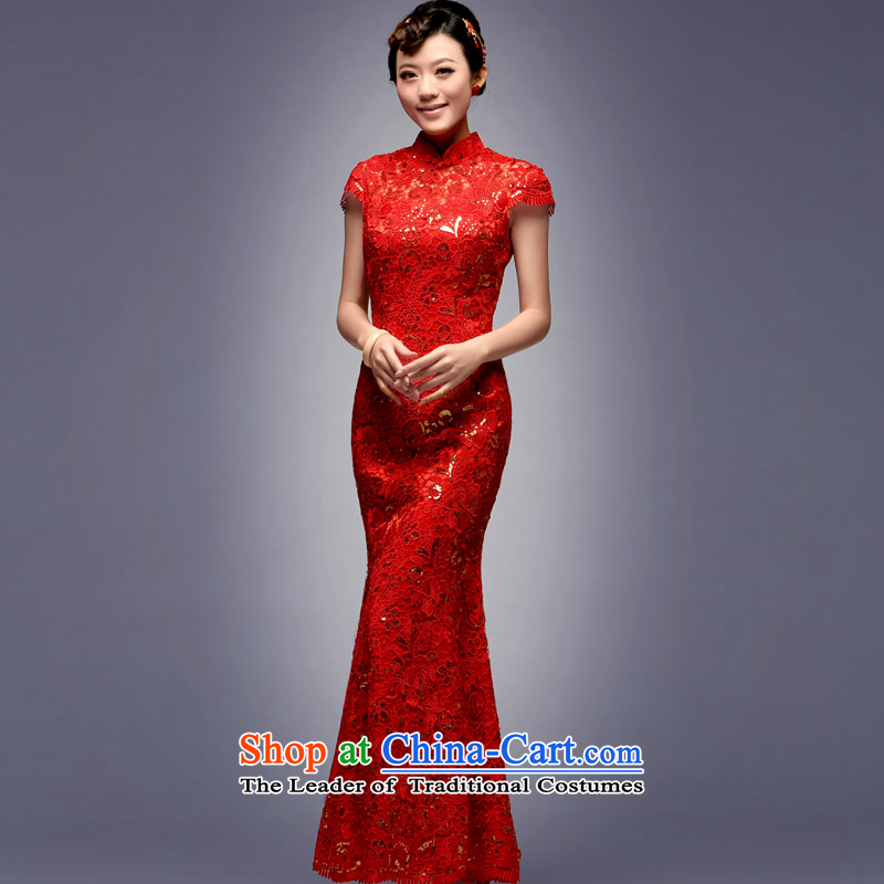 Eason Chan New Summer 2015 point bride qipao retro improved lace wedding dresses red drag to drink service crowsfoot red XXL payment for about a week shipment, Eason Chan point , , , shopping on the Internet