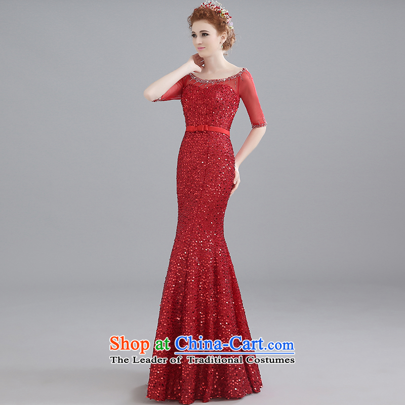 The bride is based dress bows long summer 2015 new evening banquet moderator crowsfoot dress female RED M Yi Xia love is , , , shopping on the Internet