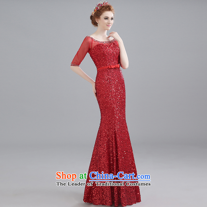 The bride is based dress bows long summer 2015 new evening banquet moderator crowsfoot dress female RED M Yi Xia love is , , , shopping on the Internet