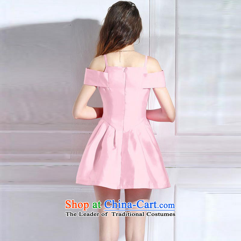 Gibez card in Dili 980# retro look sexy beauty of pure colors for the word dress Foutune of video thin large dresses summer short skirt pink S GIBEZ Card (JIBEIKADI) , , , shopping on the Internet