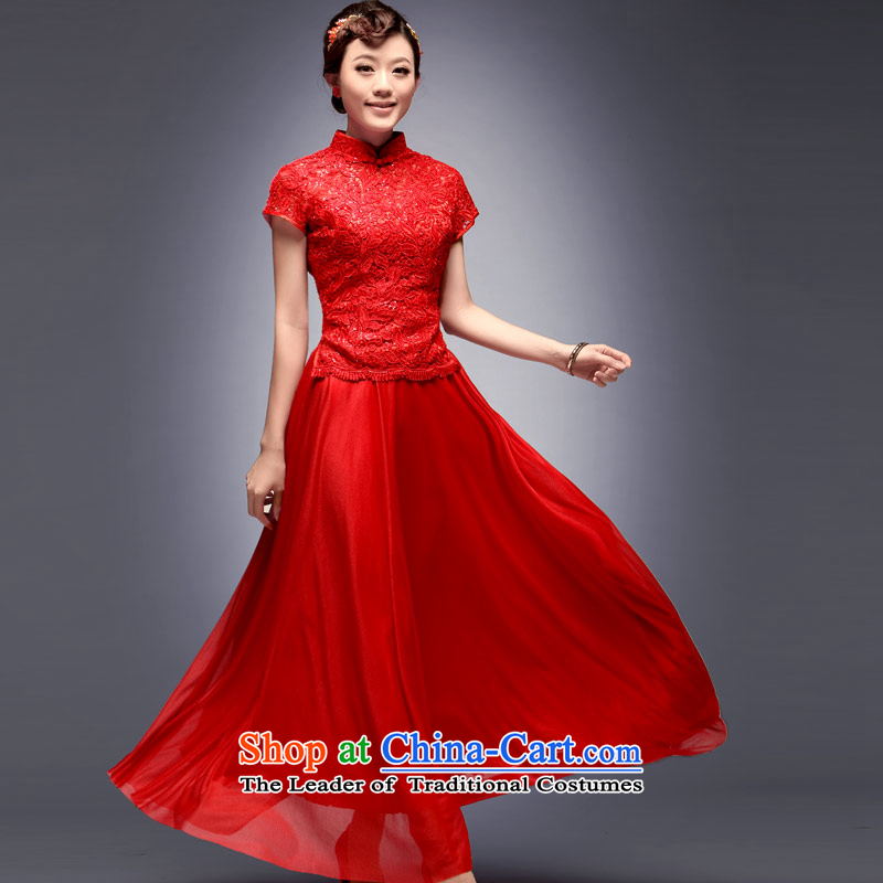 Eason Chan point in summer and autumn of 2015 the new bride cheongsam dress with long Sau San retro wedding dresses red bows to red XL, Eason Chan point , , , shopping on the Internet