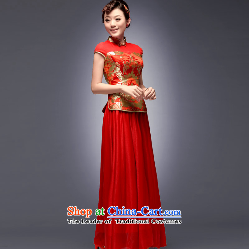 Eason Chan point in summer and autumn of 2015 the new bride cheongsam dress up with retro style improvement of Sau San bows Services Red RedM