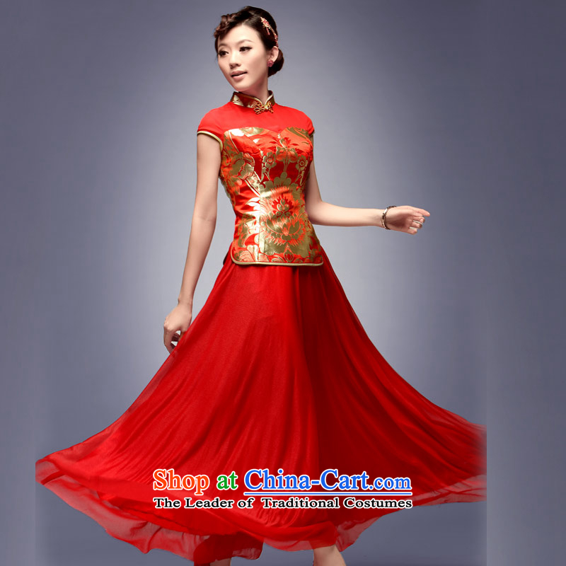 Eason Chan point in summer and autumn of 2015 the new bride cheongsam dress up with retro style improvement of Sau San bows Services Red Red M, Eason Chan point , , , shopping on the Internet