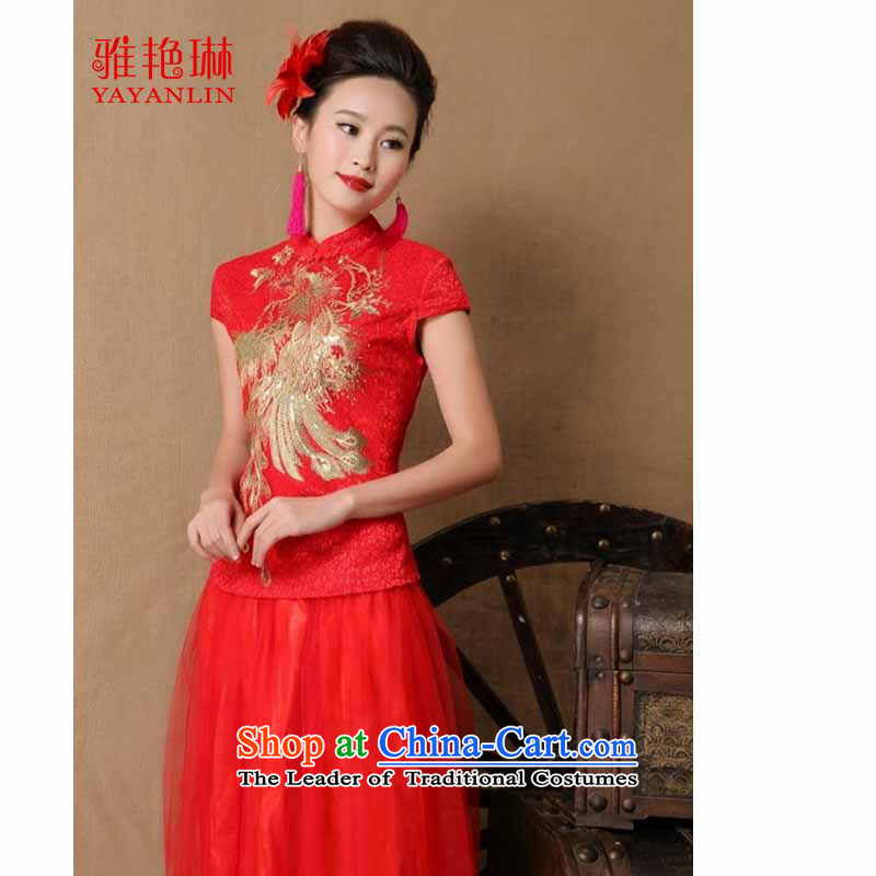 Ya Yun Lin 2015 marriages gift cheongsam dress red long bows evening dresses W2F C2090-6648 RED , L, Nga Yun Lin (YAYANLIN) , , , shopping on the Internet