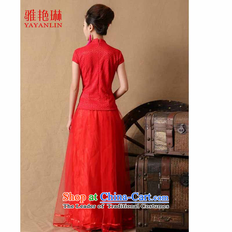Ya Yun Lin 2015 marriages gift cheongsam dress red long bows evening dresses W2F C2090-6648 RED , L, Nga Yun Lin (YAYANLIN) , , , shopping on the Internet