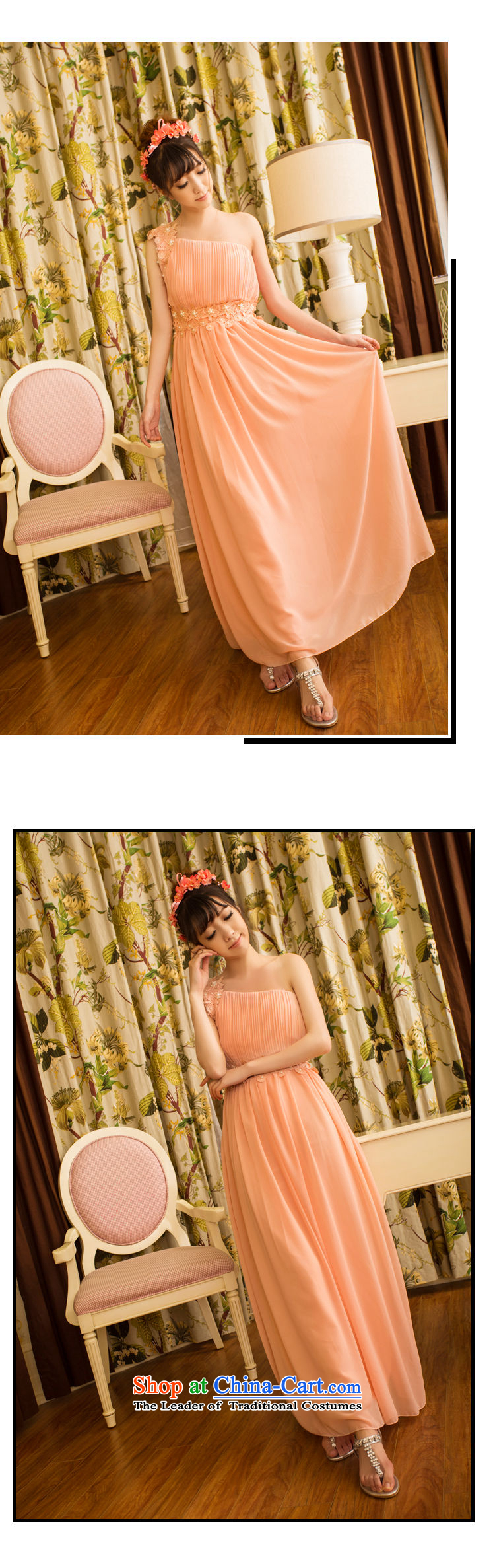 Ya Yun Lin Nail Pearl 2015 chiffon bridesmaid dresses marriage skirt summer Beveled Shoulder dress long skirt N7F 709-B-815 White M left shoulder with invisible shoulder strap) Picture, prices, brand platters! The elections are supplied in the national character of distribution, so action, buy now enjoy more preferential! As soon as possible.