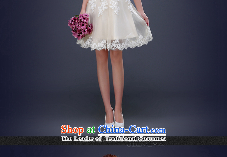 Jie Mija Evening Dress Short, 2015 New Word summer shoulder lace wedding dress bridesmaid services moderator evening banquet female champagne color XL Photo, prices, brand platters! The elections are supplied in the national character of distribution, so action, buy now enjoy more preferential! As soon as possible.