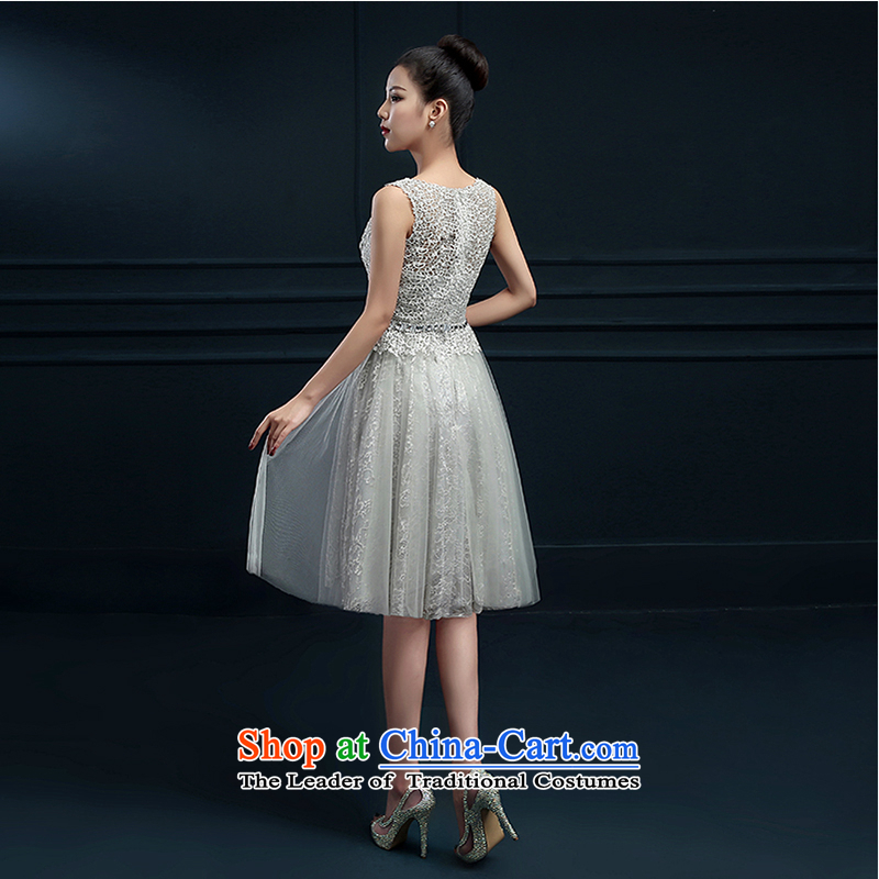 The first white into about gray banquet evening dresses 2015 new summer bridesmaid service, bon bon skirt moderator dress Female dress silver gray white XL, first into about shopping on the Internet has been pressed.
