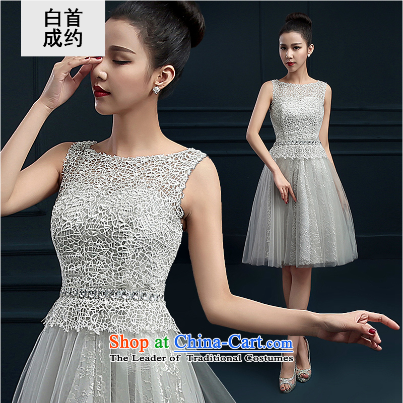 The first white into about gray banquet evening dresses 2015 new summer bridesmaid service, bon bon skirt moderator dress Female dress silver gray white XL, first into about shopping on the Internet has been pressed.