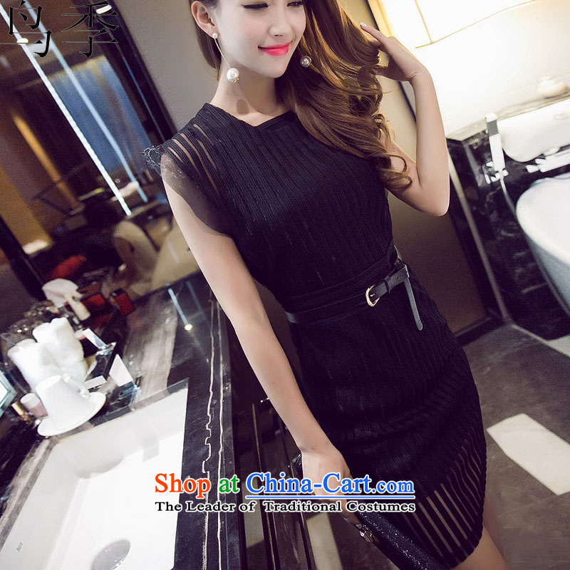  2015 summer season bird new stylish gauze Foutune of Sau San video thin package and dresses L1046 female Black Bird quarter S, shopping on the Internet has been pressed.