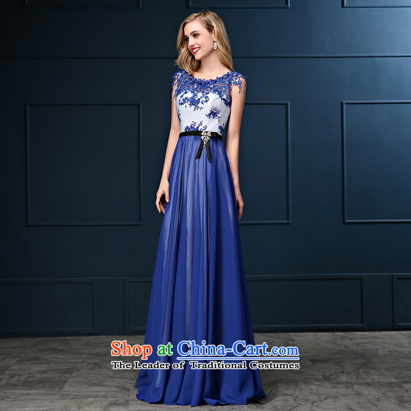 Bridesmaid dress Summer 2015 new Korean shoulders large Sau San long banquet video thin marriages evening dress blue shipment, S suzhou embroidery bride shopping on the Internet has been pressed.