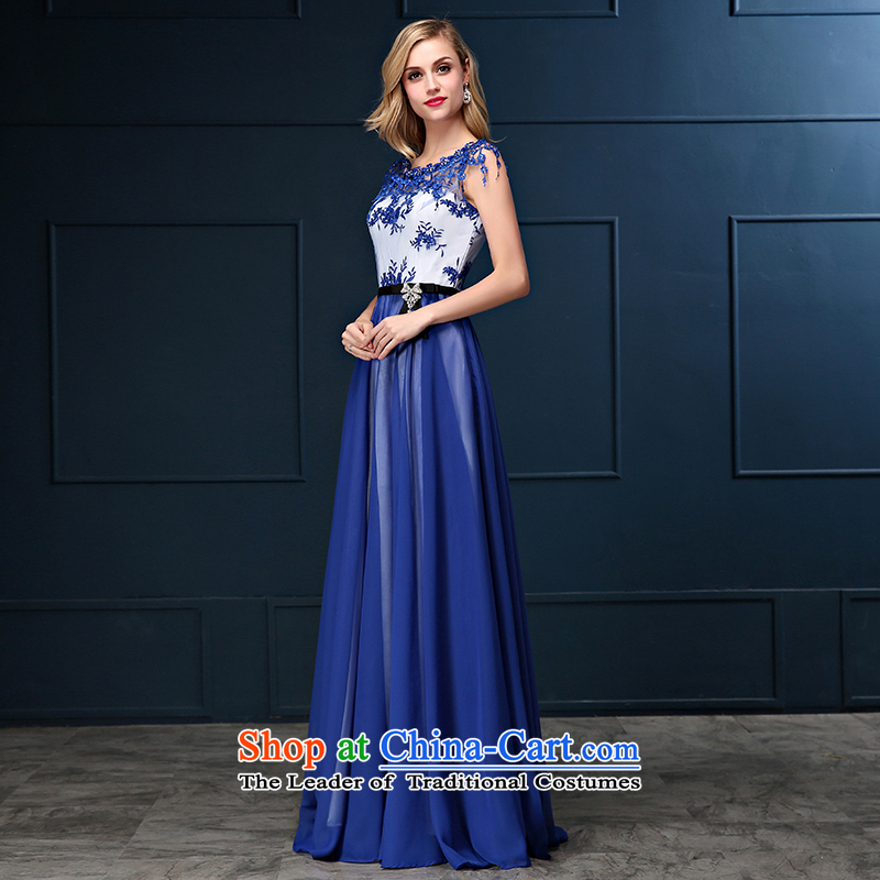 Bridesmaid dress Summer 2015 new Korean shoulders large Sau San long banquet video thin marriages evening dress blue shipment, S suzhou embroidery bride shopping on the Internet has been pressed.
