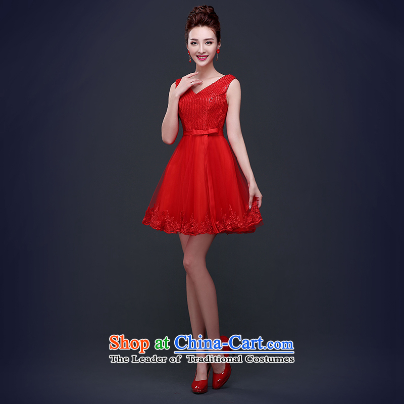 7 Color 7 tone Korean dress the new bride spring and summer 2015 bows service wedding dress red double-shoulder length of service L044 BRIDESMAID RED M 7 7 Color Tone , , , shopping on the Internet