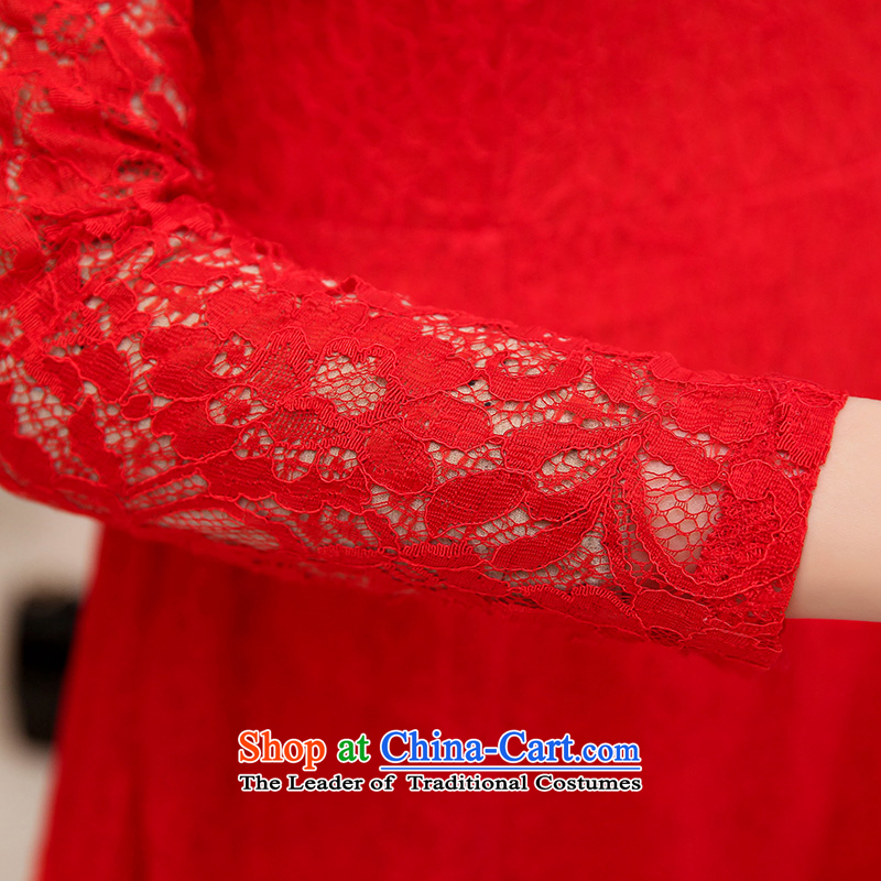 Replace the spring and autumn long-sleeved women VAGANTZAR2015-lace dresses toasters evening dresses large red bride back to door onto bows services 1525 Red M,VAGANTZAR,,, shopping on the Internet