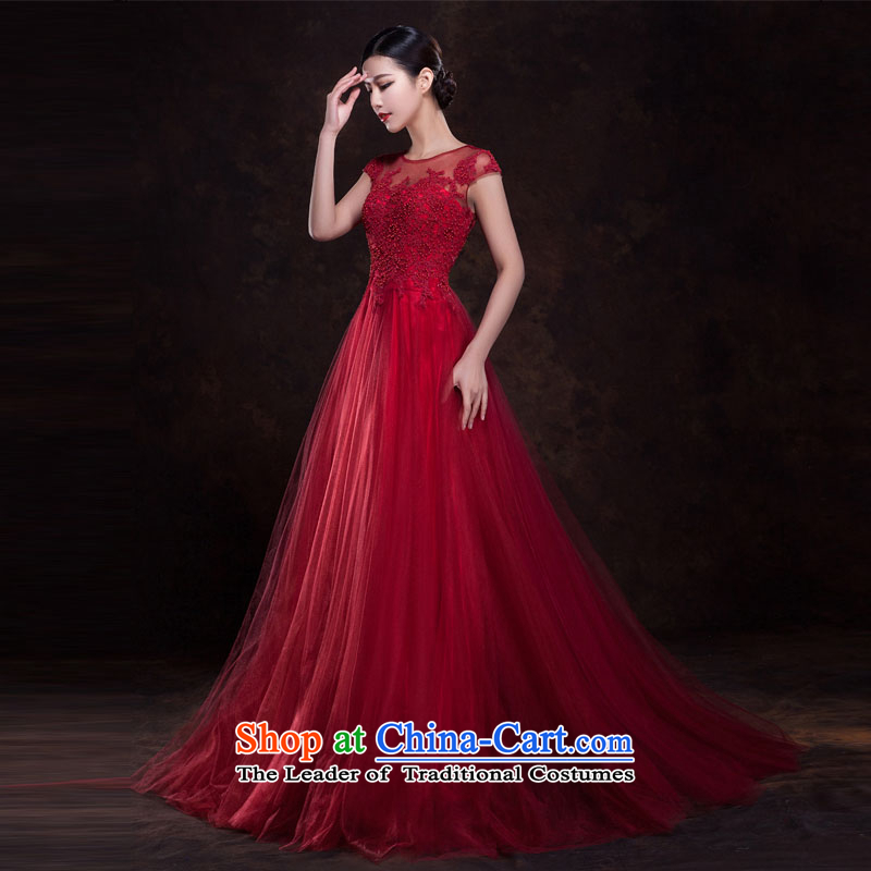 Pure Love bamboo yarn 2015 new red bride wedding dress long evening dresses evening drink service red shoulders dark red dress Sau San tailored please contact customer service, pure love bamboo yarn , , , shopping on the Internet
