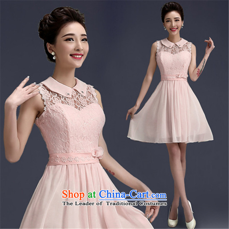 Joshon_joe 2 wedding dresses bridesmaid mission dress pink flower straps sister skirt graduated dinner dress?No. 3 small?L