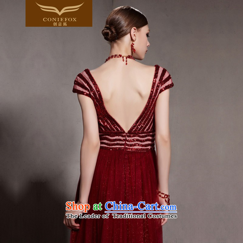 The kitsune dress creative new red bows dress deep V sexy to dress long skirt marriage evening dress welcome dress presided over 30580 red , L, creative dress Fox (coniefox) , , , shopping on the Internet