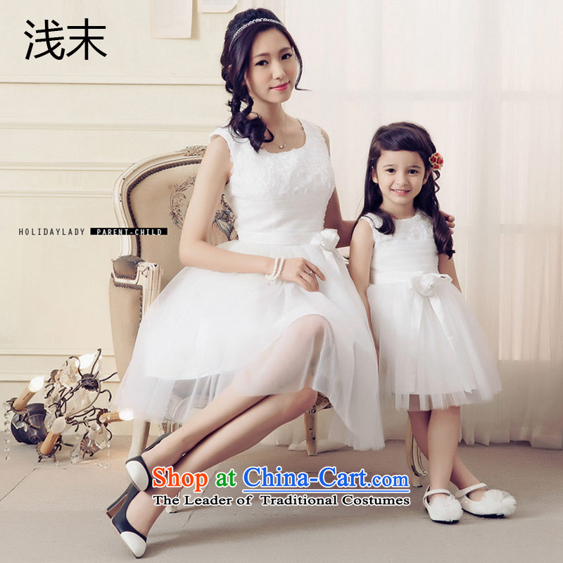 The end of the light _MO_ mother QIAN replacing dresses and stylish parent-child replacing sleeveless top yarn sweet parent-child dress A105-m305 adult white L