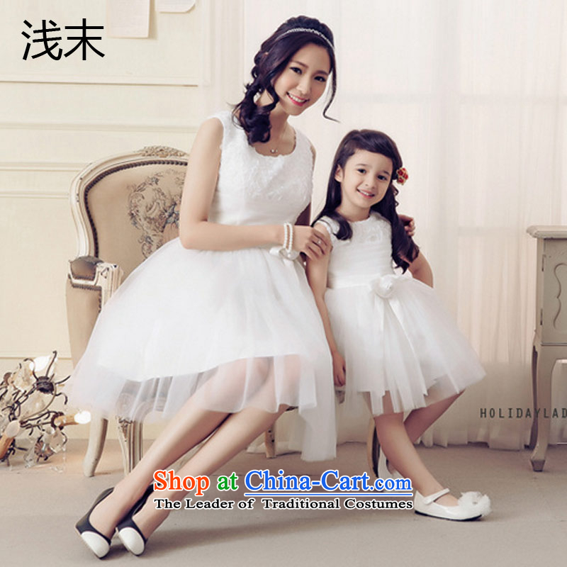 The end of the light (MO) mother QIAN replacing dresses and stylish parent-child replacing sleeveless top of parent-child dress A105-m305 sweet white light at the end of L, Adult , , , shopping on the Internet