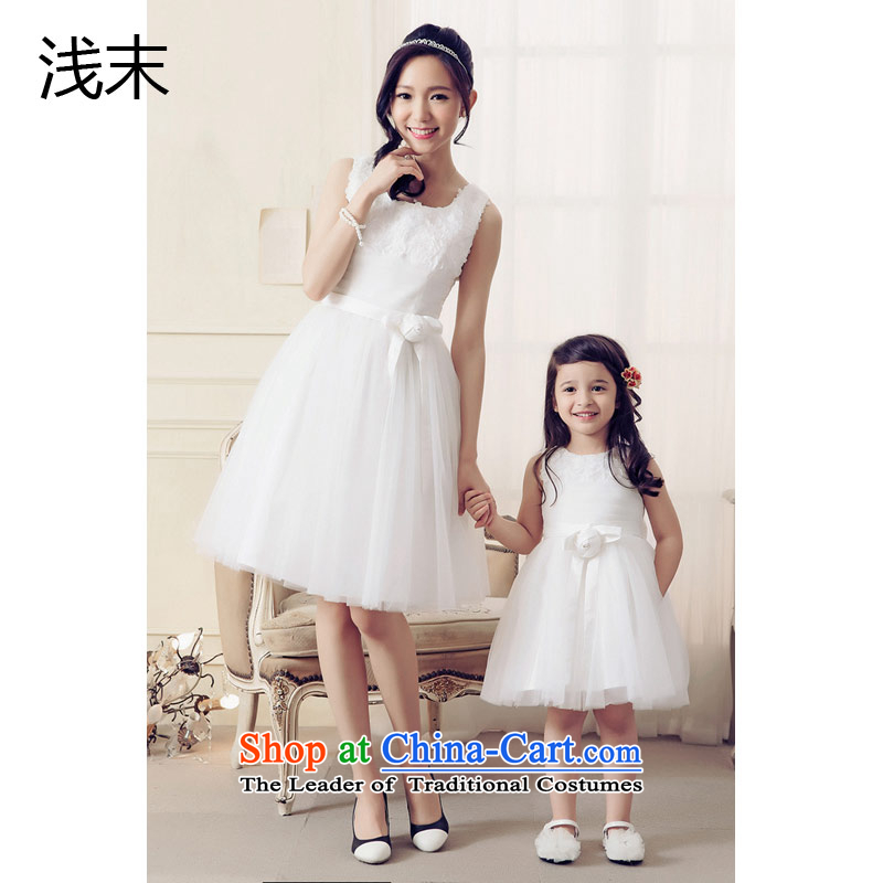 The end of the light (MO) mother QIAN replacing dresses and stylish parent-child replacing sleeveless top of parent-child dress A105-m305 sweet white light at the end of L, Adult , , , shopping on the Internet