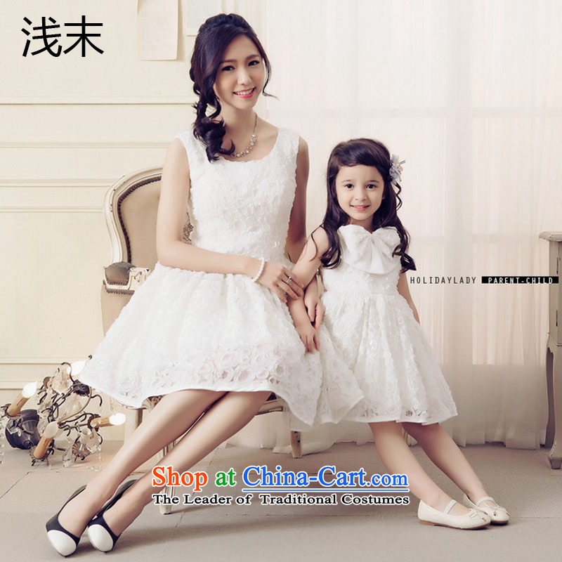 The end of the light (MO) Korean QIAN sweet rose embroidered with a bow tie big petticoats dress skirt summer parent-child AK103-AK303 120CM, white light at the end of children has been pressed shopping on the Internet