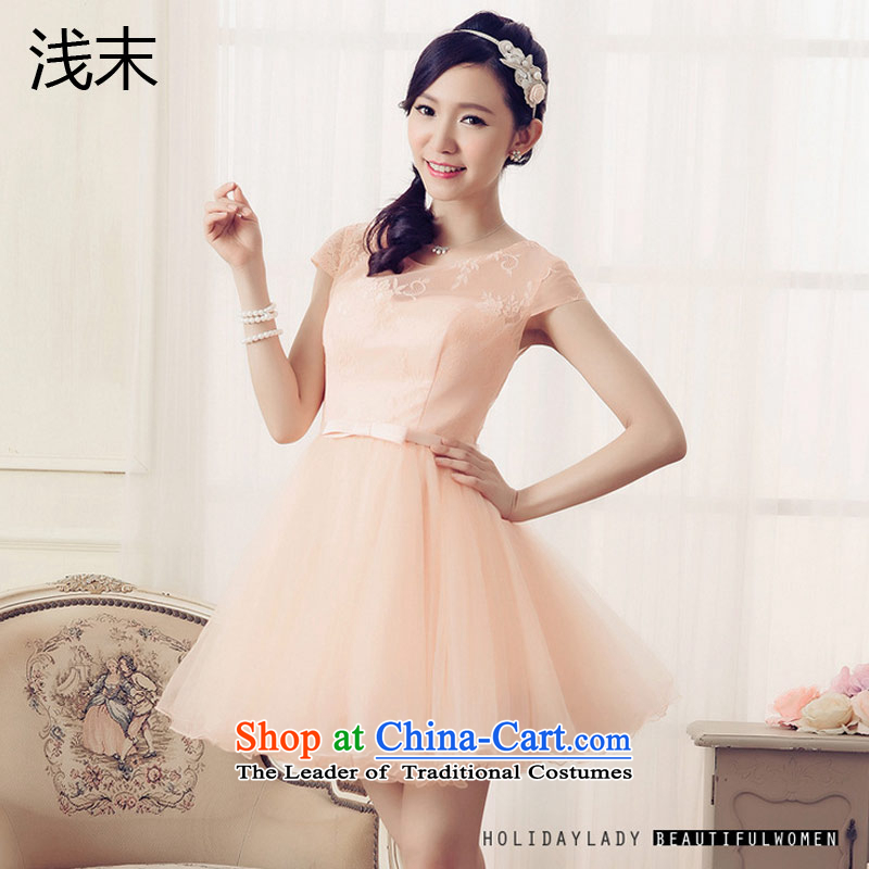 The end of the light (MO) sweet positioning QIAN blossoms silk princess short-sleeved bon bon skirt princess van dress 6703 skirt pink , L, light at the end of shopping on the Internet has been pressed.