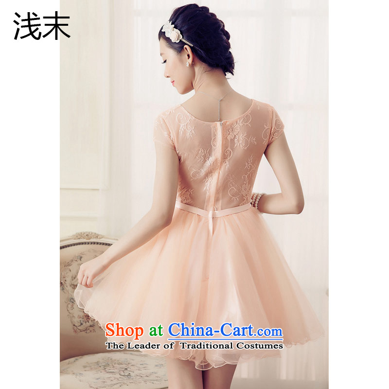 The end of the light (MO) sweet positioning QIAN blossoms silk princess short-sleeved bon bon skirt princess van dress 6703 skirt pink , L, light at the end of shopping on the Internet has been pressed.