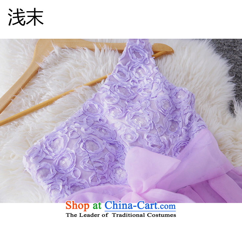 The end of the light (QIAN MO) sweet rose embroidered Single twine bow knot the shoulder yarn bon bon skirt princess dress 6705 Skirt Purple light at the end of M , , , shopping on the Internet