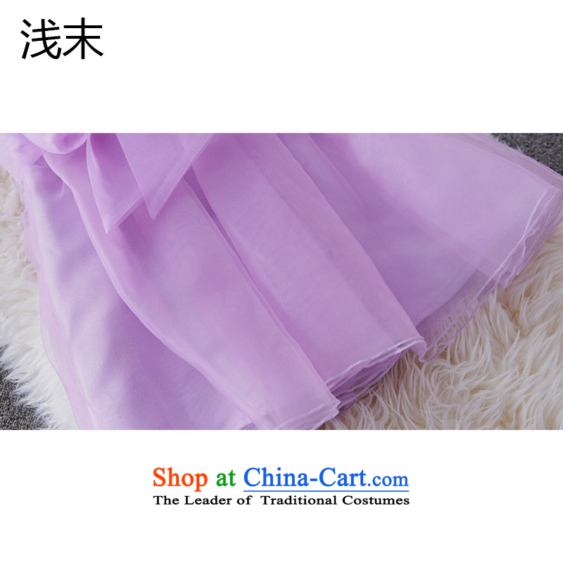 The end of the light (QIAN MO) sweet rose embroidered Single twine bow knot the shoulder yarn bon bon skirt princess dress 6705 Skirt Purple light at the end of M , , , shopping on the Internet