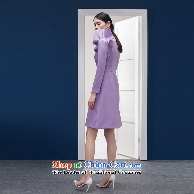 Mr Abraham YE'S original designer brands Light Violet satin shoulder billowy flounces decorated light dress with a light purple M,ye's YESIR,,, BY shopping on the Internet