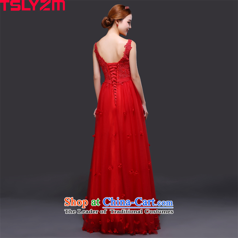 Tslyzm bride lace bows services shoulder back water drilling evening dresses long 2015 new autumn and winter Foutune of video thin Top Loin of the persons chairing the pregnant woman dress red m,tslyzm,,, shopping on the Internet
