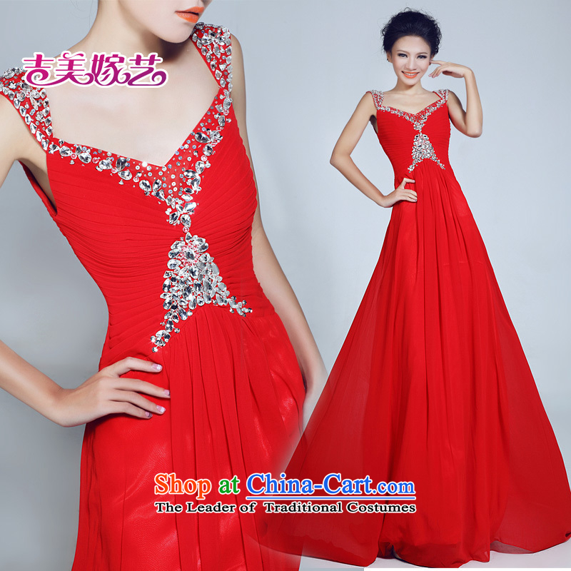 Wedding dress Kyrgyz-american married arts 2015 New 2 Korean bridal dresses shoulder tail LT6035 bridal dresses red XS