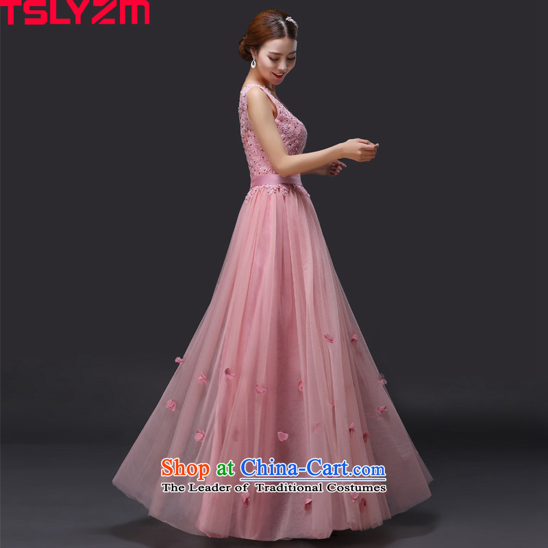 Tslyzm evening dresses long shoulders V-neck in the red by 2015 new autumn and winter bridesmaid service banquet Sau San video coltish waist chiffon dinner dress the usual zongzi female toner xl,tslyzm,,, shopping on the Internet