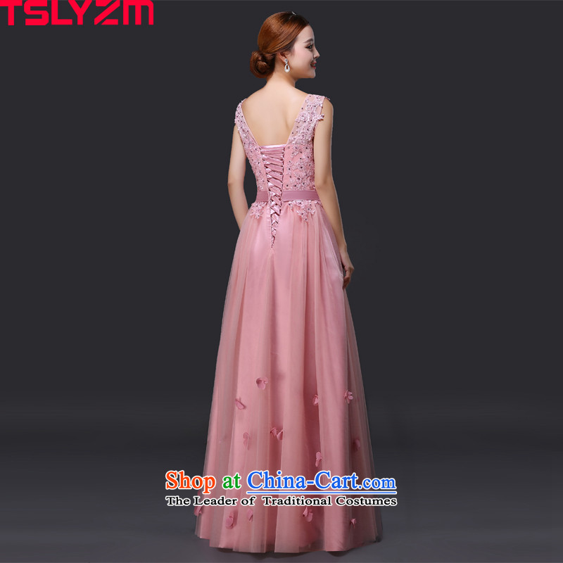 Tslyzm evening dresses long shoulders V-neck in the red by 2015 new autumn and winter bridesmaid service banquet Sau San video coltish waist chiffon dinner dress the usual zongzi female toner xl,tslyzm,,, shopping on the Internet