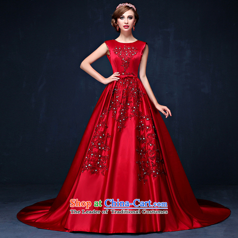 The bride dress Summer 2015 New 2 shoulder length, wine red tail bows to larger graphics thin wine red dress banquetPUERTORRICANS waist 2.0_