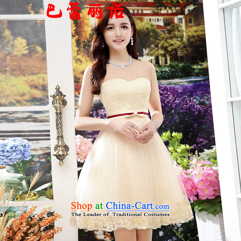 The buds of 2015 New Lai anointed chest elegant bridesmaid skirt wedding dresses bon bon skirt larger evening dress short, Bridal Services apricotM bows