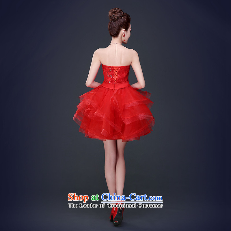 7 7 color tone 2015 new summer stylish anointed chest dresses married women dress banquet short bride bows to dress L045 RED S, 7 color 7 Tone , , , shopping on the Internet