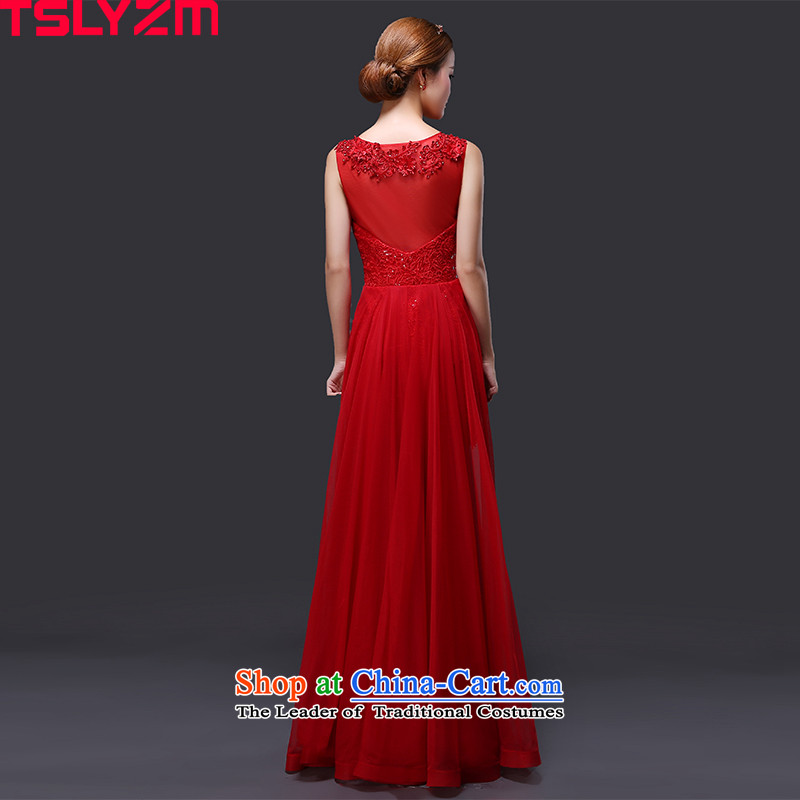Tslyzm marriages bows dress long 2015 new bows to the autumn and winter shoulders video thin lace Korean style banquet evening dresses red red s,tslyzm,,, shopping on the Internet