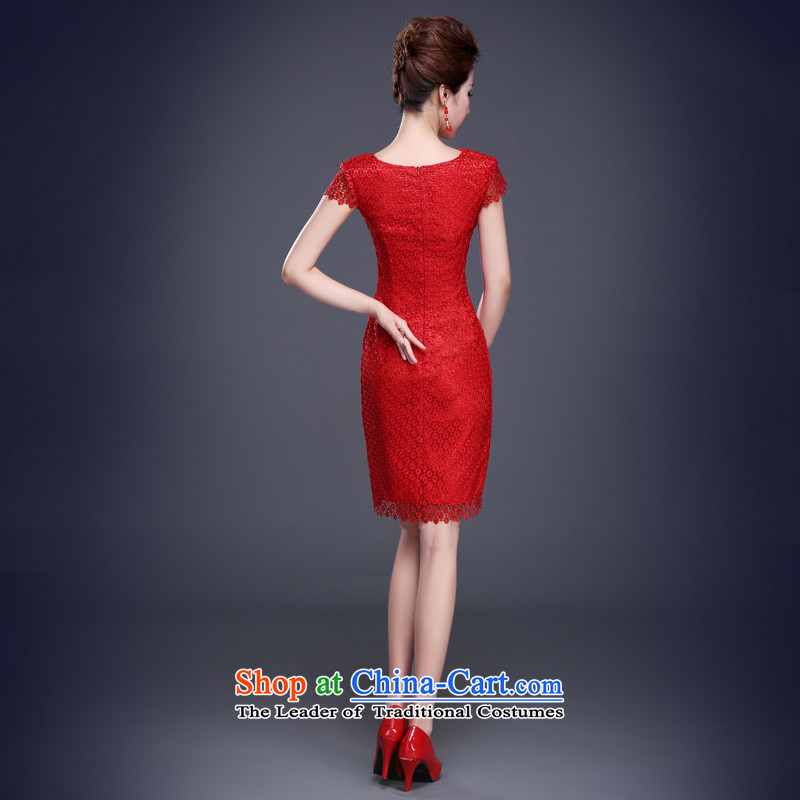 Jie Mija 2015 New Service Bridal Fashion bows Summer Wedding Dress Short of Qipao Sau San red lace female qipao red , L, Cheng Kejie mia , , , shopping on the Internet