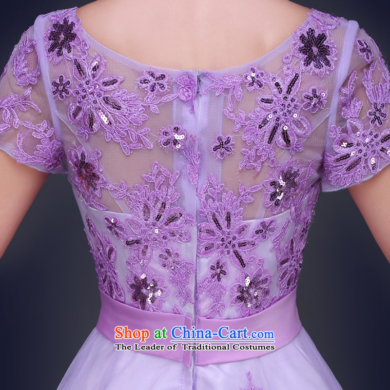 Jie Mija Evening Dress Short, 2015 NEW Summer purple short-sleeved lace banquet betrothal small Female dress will light purple XL, Cheng Kejie female mia , , , shopping on the Internet