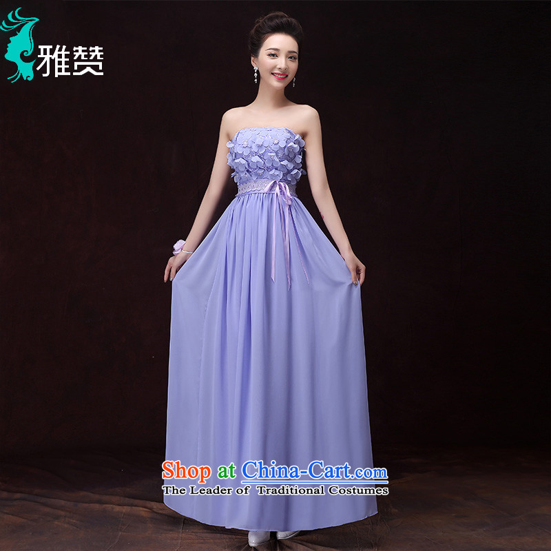 Jacob Chan bridesmaid service long large bridesmaid in the summer and autumn of 2015 new dresses, purple shoulder moderator female sister married B erase flower skirt chest L