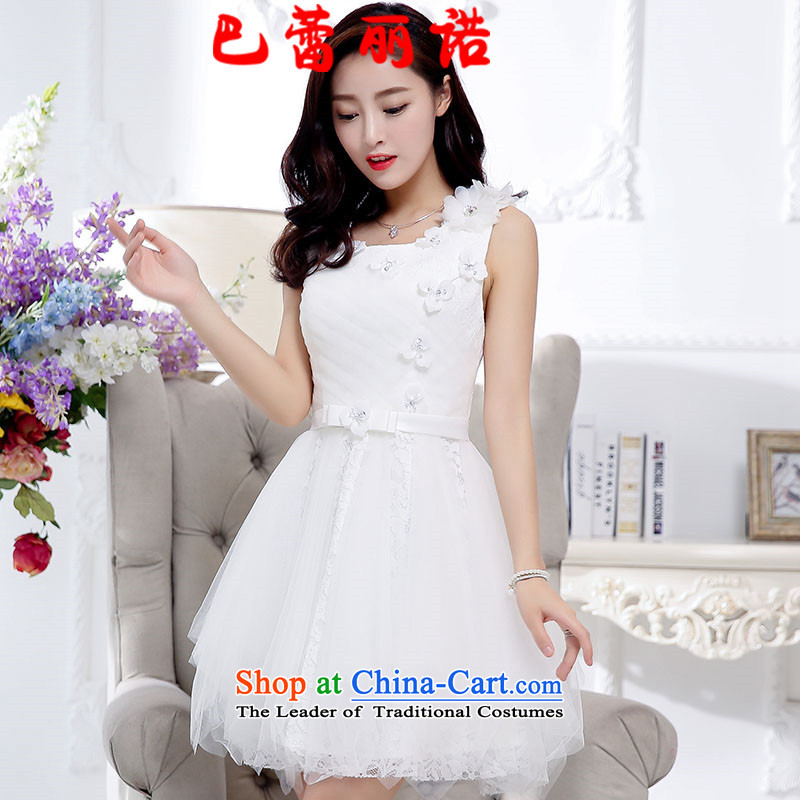 The buds of 2015 New Lai Princess chest blossoms silk OSCE root yarn back bows dress banquet service bon bon skirt sleeveless dresses White XL
