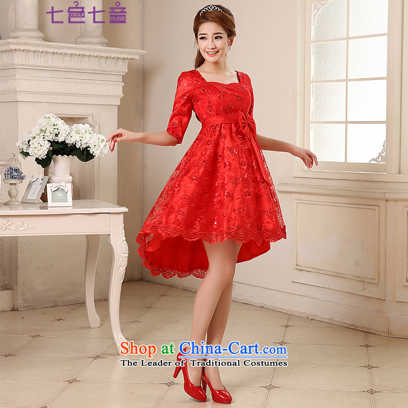 7 7 color tone bride bows services 2015 new summer pregnant women marry wedding dresses Red Dress Short, high waist VIDEOIN RED L050 thin female cuffXL