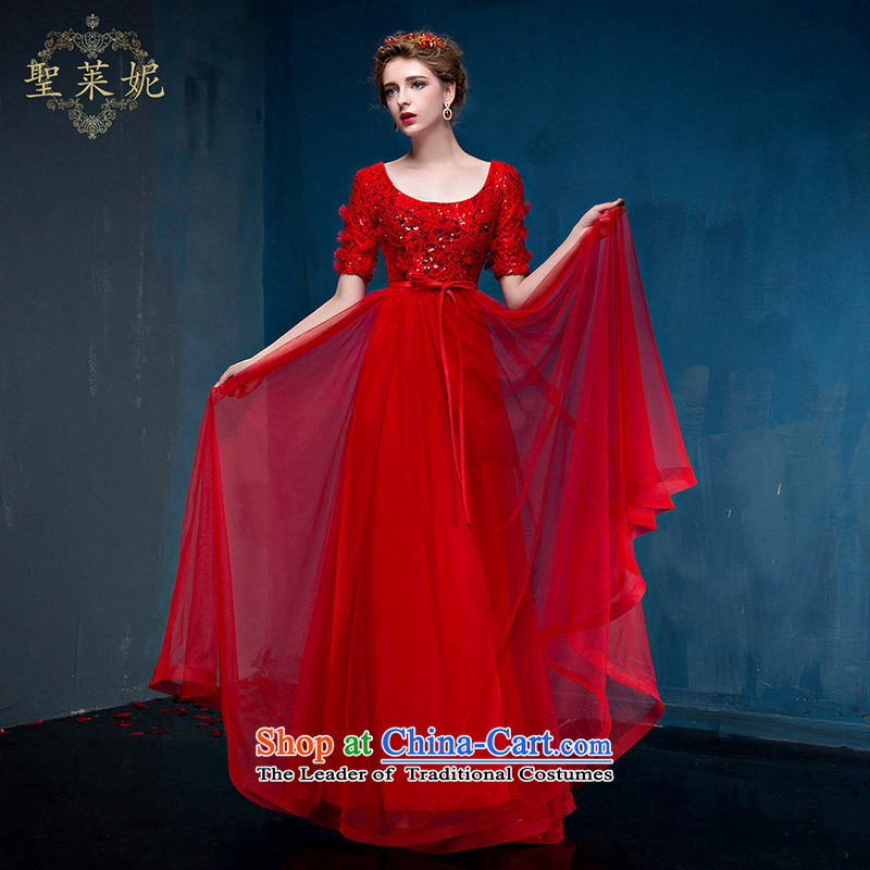 The new summer of her fifth red sleeved Top Loin of large graphics thin bride long skirt tied Ms. Korean dresses with red M holy her sheng lai ni) ( , , , shopping on the Internet