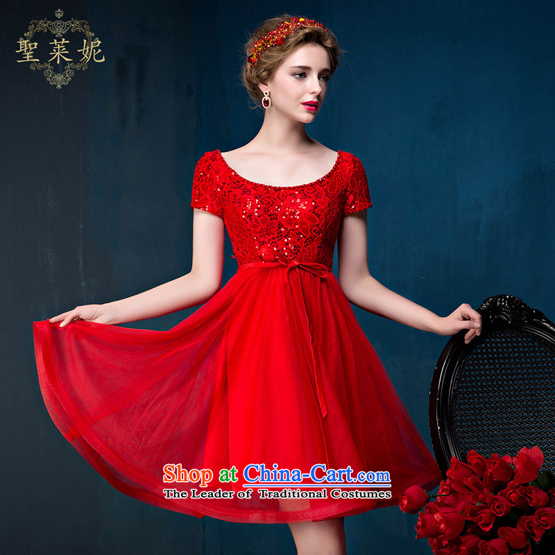Married Women's dress dresses summer red bride bows Service, 2015 New Sau San for larger shoulders lace engraving bridal dresses red S, holy her sheng lai ni) ( , , , shopping on the Internet